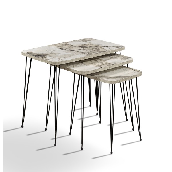 Set klub stolova Fan 1041 bijeli mermer